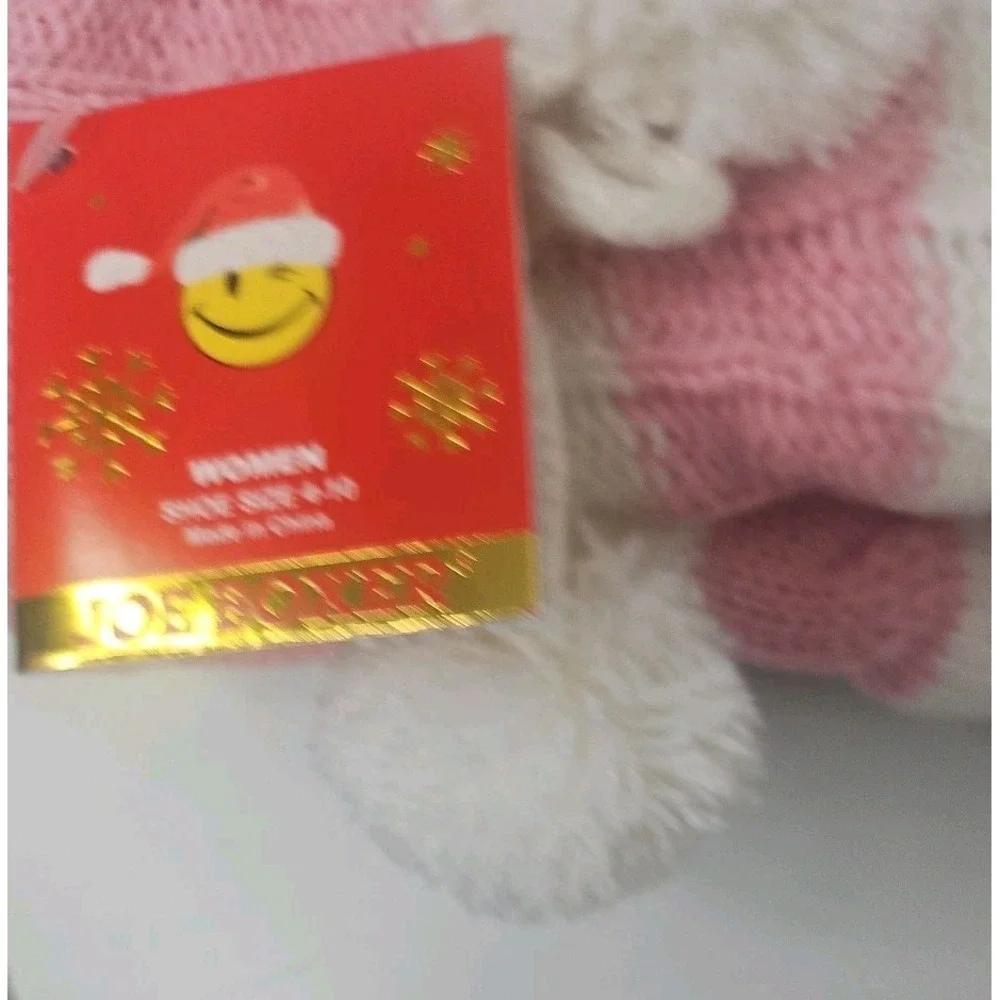 Joe Boxer 1 Pair‎ Womens Adult Junior Fuzzy Socks Pink /white NEW w/Tags Sz 4-10